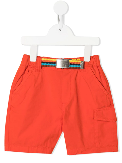 Shop Paul Smith Junior Belted-waist Shorts In Orange