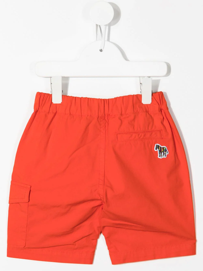 Shop Paul Smith Junior Belted-waist Shorts In Orange
