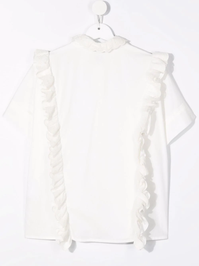 Shop Mi Mi Sol Teen Ruffle-trim Short-sleeve Shirt In White