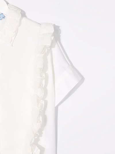 Shop Mi Mi Sol Teen Ruffle-trim Short-sleeve Shirt In White