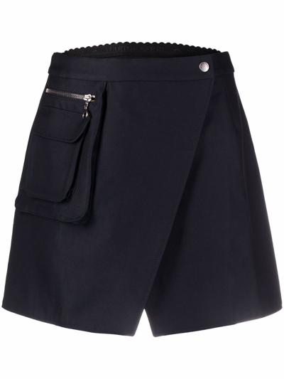 Shop Marine Serre Zip Pocket Mini Skirt In Blue
