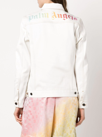 Shop Palm Angels Logo-print Denim Jacket In White