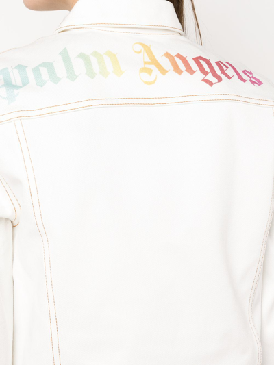 Shop Palm Angels Logo-print Denim Jacket In White