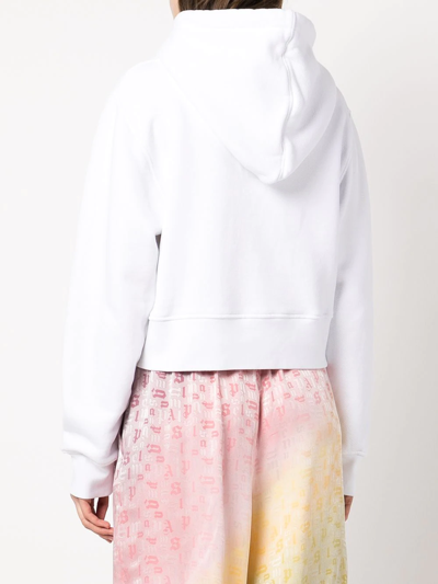 Shop Palm Angels Gradient Logo Print Hoodie In White