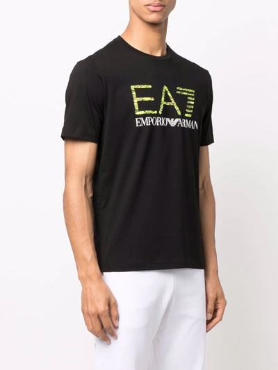 Shop Ea7 Logo-print Cotton T-shirt In Black