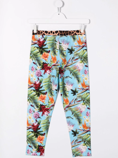 Shop Philipp Plein Junior Teen Tropical-print Leggings In Blue