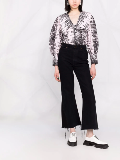 Ganni Printed Cotton Poplin Blouse In Pink