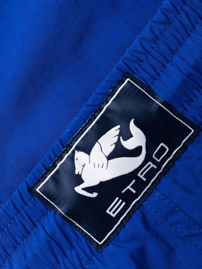 Shop Etro Logo-patch Swim Shorts In Blue