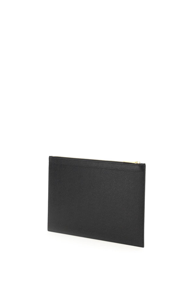 Shop Thom Browne Leather Small Tablet Holder Pouch In Black