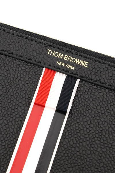 Shop Thom Browne Leather Medium Document Holder Pouch In Black