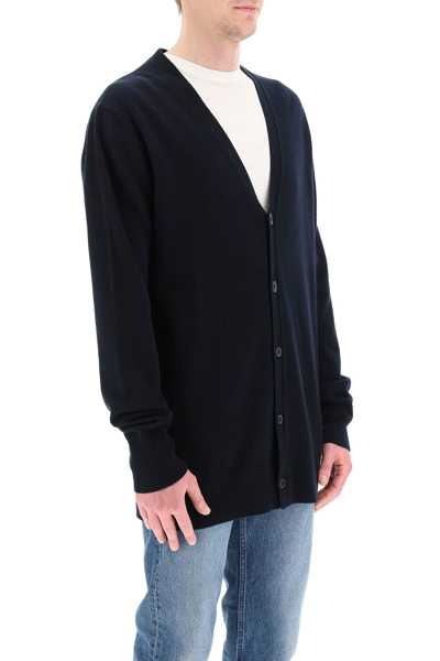 Shop Maison Margiela Wool Cardigan In Blue