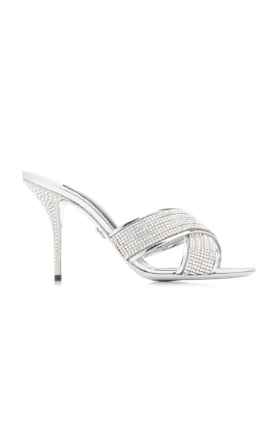 Shop Dolce & Gabbana Women's Keira Crystal-trimmed Satin Sandals In Silver