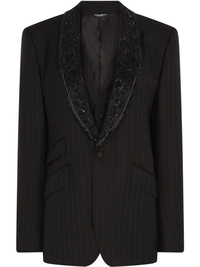 Shop Dolce & Gabbana Pinstriped Single-breasted Blazer In Schwarz