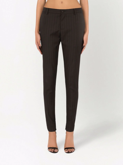 Dolce & Gabbana Pinstriped Tailored Slim-fit Trousers In Schwarz