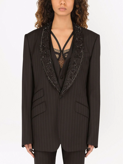 Shop Dolce & Gabbana Pinstriped Single-breasted Blazer In Schwarz