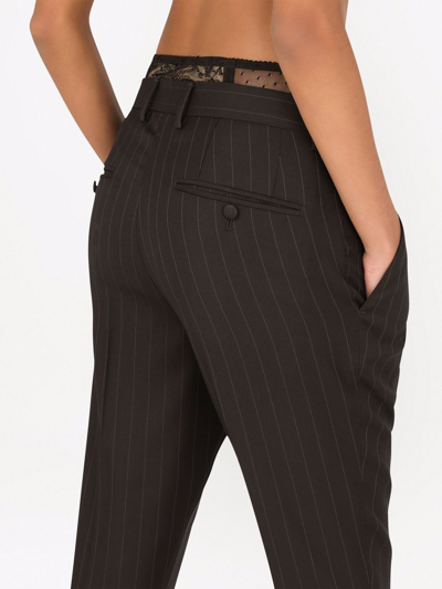 Dolce & Gabbana Pinstriped Tailored Slim-fit Trousers In Schwarz