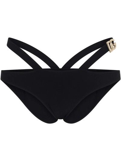 Shop Dolce & Gabbana Logo-tag Bikini Bottoms In Schwarz