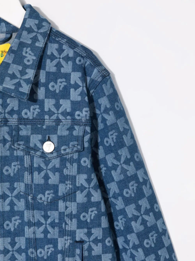 Shop Off-white Monogram Denim Jacket In Blue
