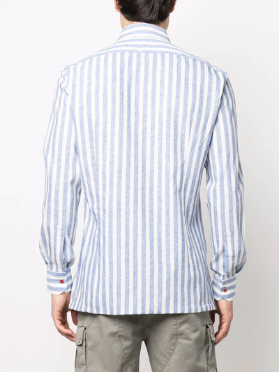 Shop Kiton Striped Long-sleeve Shirt In Weiss