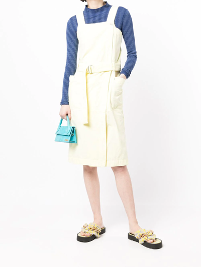 Kenzo Cotton Pinafore Dress In Yellow