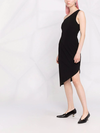 Shop Mm6 Maison Margiela Asymmetric One-shoulder Midi Dress In Black