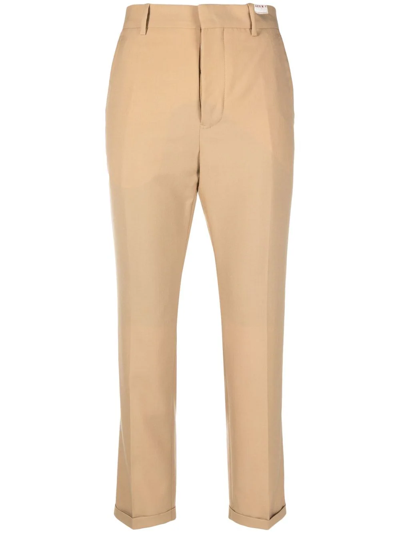 Shop Marni Mid-rise Straight-leg Trousers In Brown