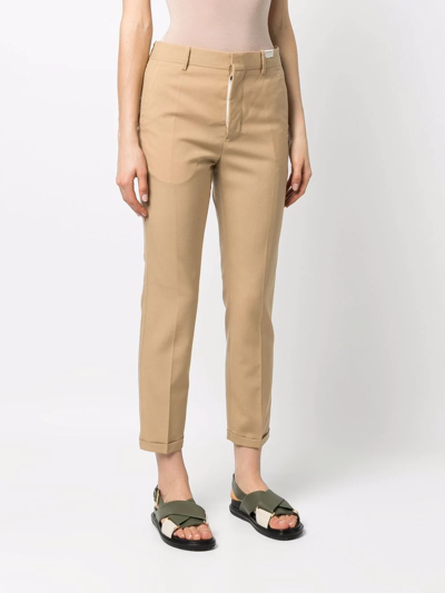 Shop Marni Mid-rise Straight-leg Trousers In Brown