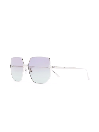 Shop Cartier Geometric-frame Gradient-lense Sunglasses In Silber