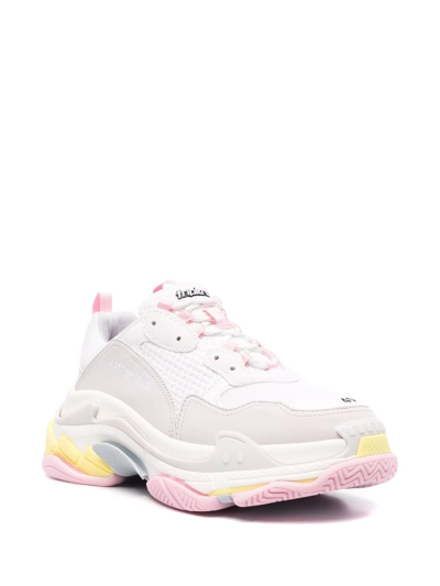 Balenciaga 60mm Triple S Faux Leather Sneakers In White
