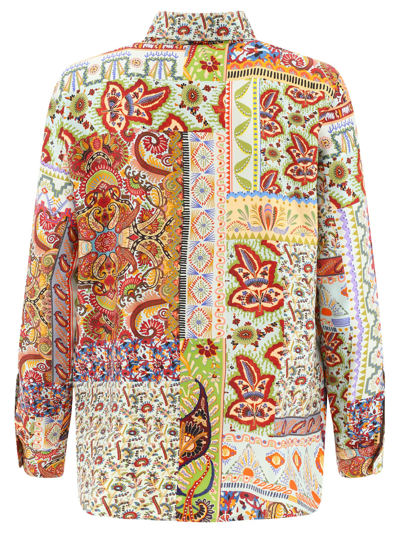 Etro `patchwork` Printed Shirt In Beige
