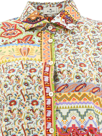 Etro `patchwork` Printed Shirt In Beige