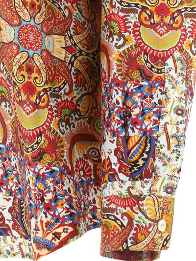 Etro `patchwork` Printed Shirt In Beige