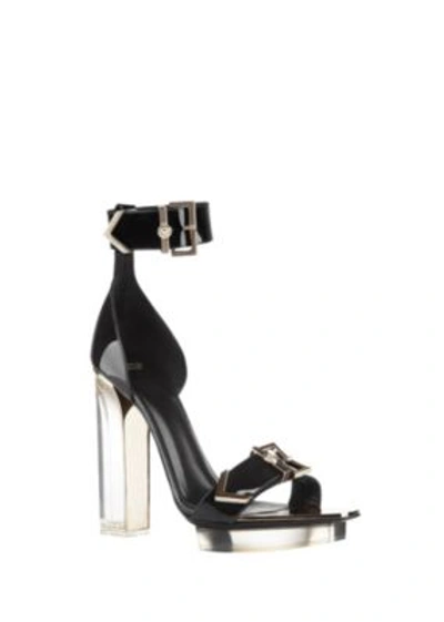 Versace Plexi-heel Sandals In Black