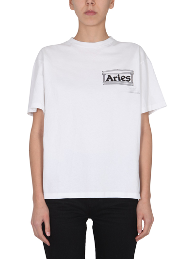 Shop Aries "temple" T-shirt In White