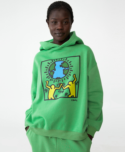 Women s Keith Haring Hoodie Top In Lcn Kh Keith Haring Dance green