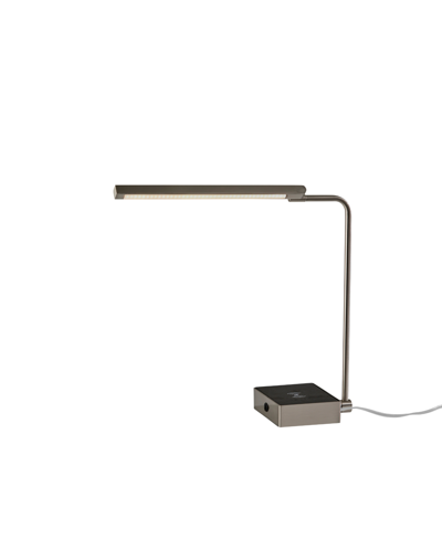 Shop Adesso Sawyer Led Charge Wireless Charging Desk Lamp In Brushed Steel Black Leather