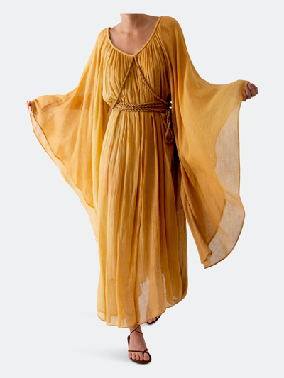 Shop Miguelina Nevaeh Tie-dye Gauze Goddess Dress In Orange