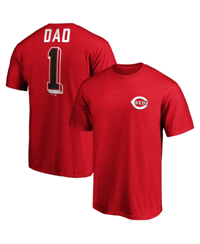 Shop Fanatics Men's  Red Cincinnati Reds Number One Dad Team T-shirt