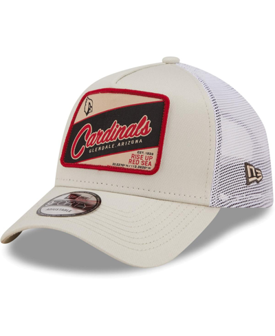 Shop New Era Men's  Khaki, White Arizona Cardinals Happy Camper A-frame Trucker 9forty Snapback Hat In Khaki/white