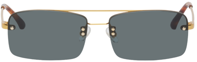 Shop Dries Van Noten Gold Linda Farrow Edition Classic Sunglasses