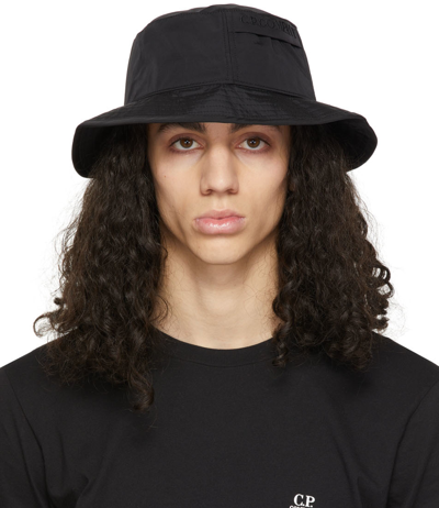 Shop C.p. Company Black Chrome Bucket Hat In 999 Black