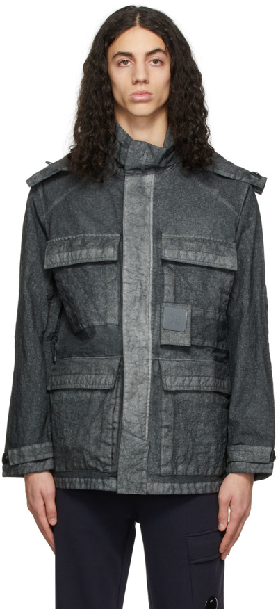 Shop C.p. Company Grey Co-ted Metropolis Jacket In 978 Dark Shadow
