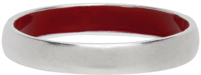 Shop Jil Sander Silver & Red Light 3 Ring In 613 - Medium Red