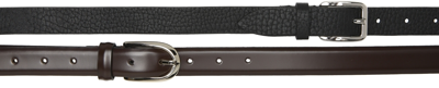 Shop Magliano Black & Brown Leather Double Belt In Black+dark Brown