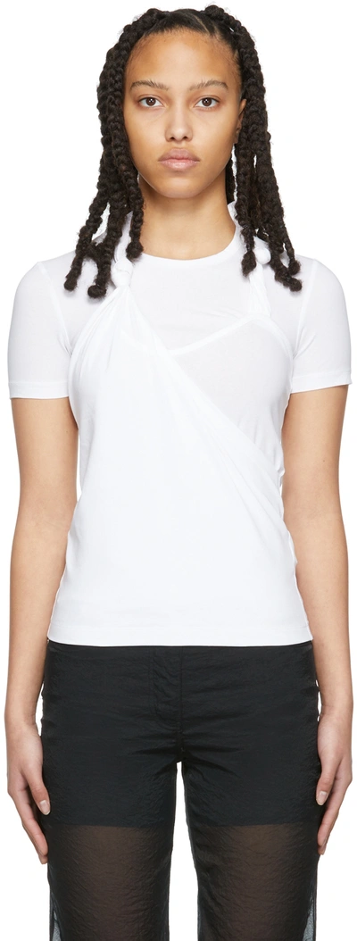 Shop Helmut Lang White Twisted Jersey T-shirt In Optic White - C7j