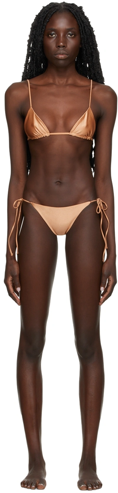 Shop Jade Swim Orange Via/ties Bikini In Dulce Sheen