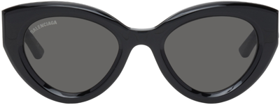 Shop Balenciaga Black Acetate Cat-eye Sunglasses In 001 Black