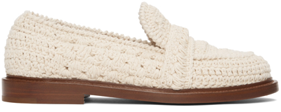 Shop Chloé Off-white Crochet Kayla Loafers In 122 Eggshell