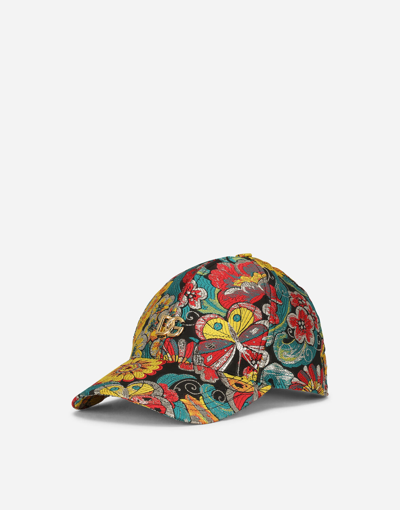 Shop Dolce & Gabbana Jacquard Baseball Cap With Dg Logo In Multicolor
