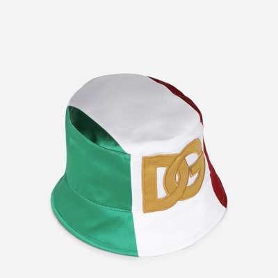 Shop Dolce & Gabbana Satin Bucket Hat With Dg Logo In Multicolor